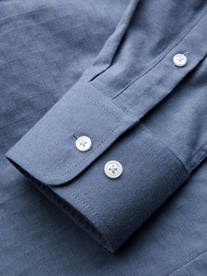 Pánská košile SLIM FIT z dekorativní tkaniny - modrá V1 OM-SHCS-0175
