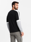 Tri-color men's sweatshirt with raglan sleeves - black V3 OM-SSNZ-22FW-003