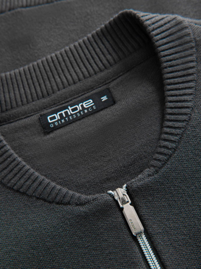 Men's plain zip sweater - graphite V2 OM-SWZS-0146
