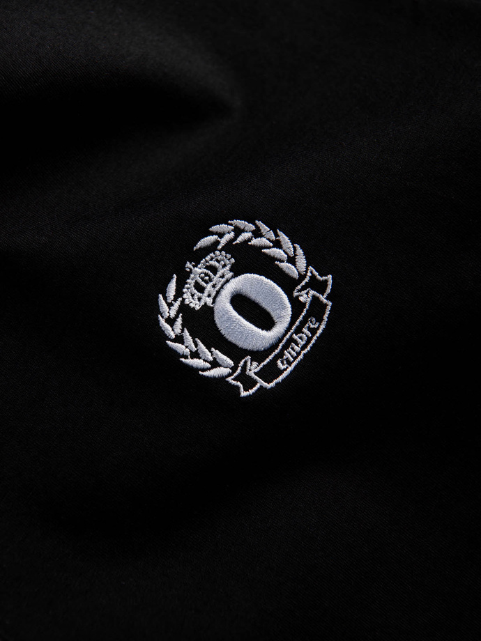 Men's elastane polo shirt with contrasting elements - black V2 OM-POSS-0123