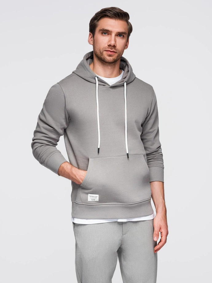 Men's BASIC kangaroo hooded sweatshirt - grey V8 B1674