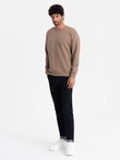 Men's RELAXED FIT sweatshirt with embossed letters - brown V3 OM-SSNZ-0164