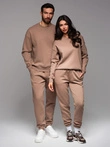 Klasikiniai unisex džemperiai su apvalia iškirpte - rudi V16 OU-SNBC-0104