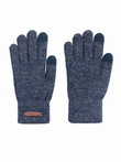 Men's knitted gloves with wool - navy blue melange V3 OM-ACGL-0110