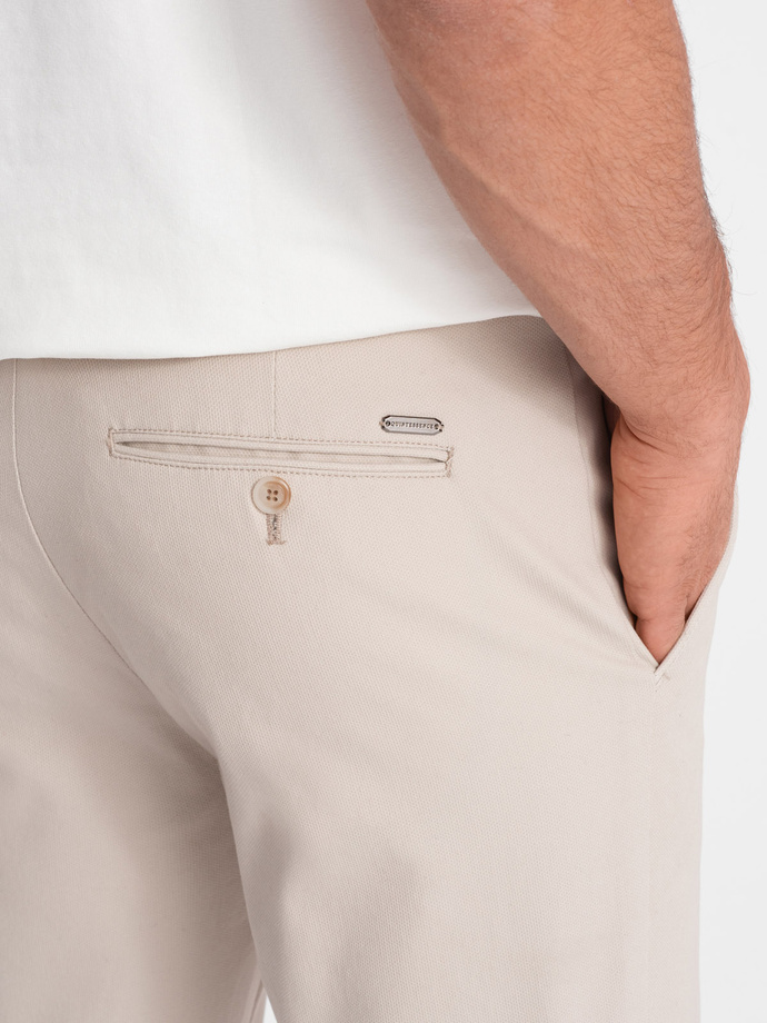 Men's SLIM FIT chino pants - cream V1 OM-PACP-0186