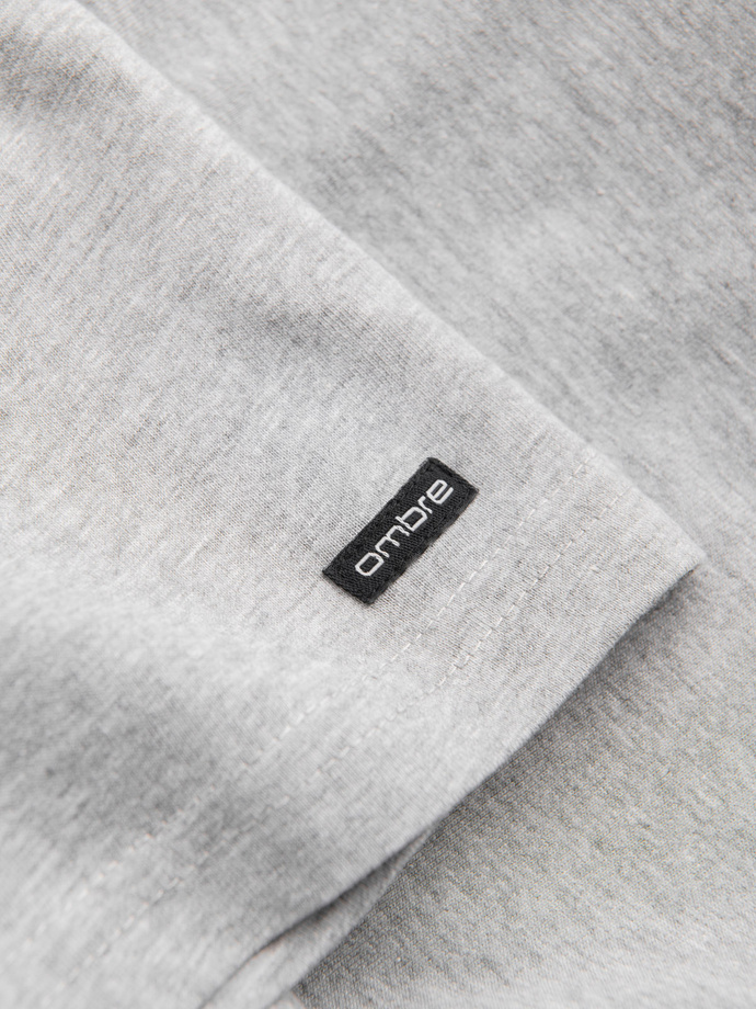 Manșon lung pentru bărbați cu nasturi la decolteu - gri melange V8 OM-LSCL-0107