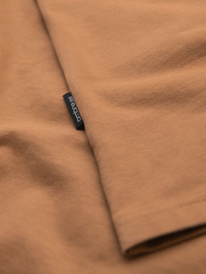 BASIC men's classic cotton T-shirt - brown V21 OM-TSBS-0236