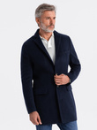 Men's classic single-breasted coat - navy blue V1 C432