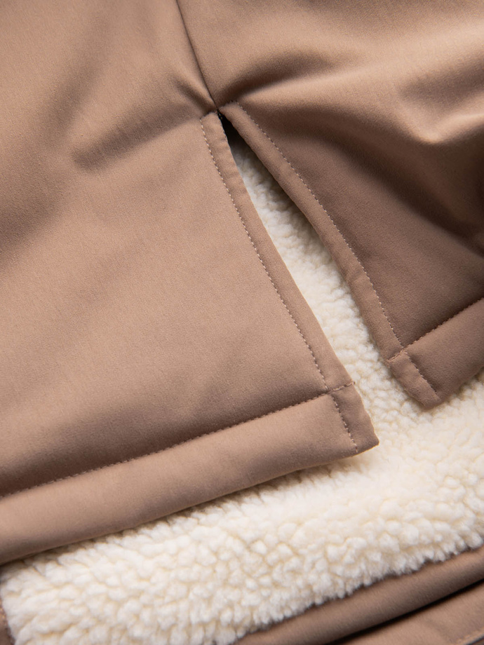Pánska dlhá bunda sherpa parka - béžová V1 OM-JALJ-0181