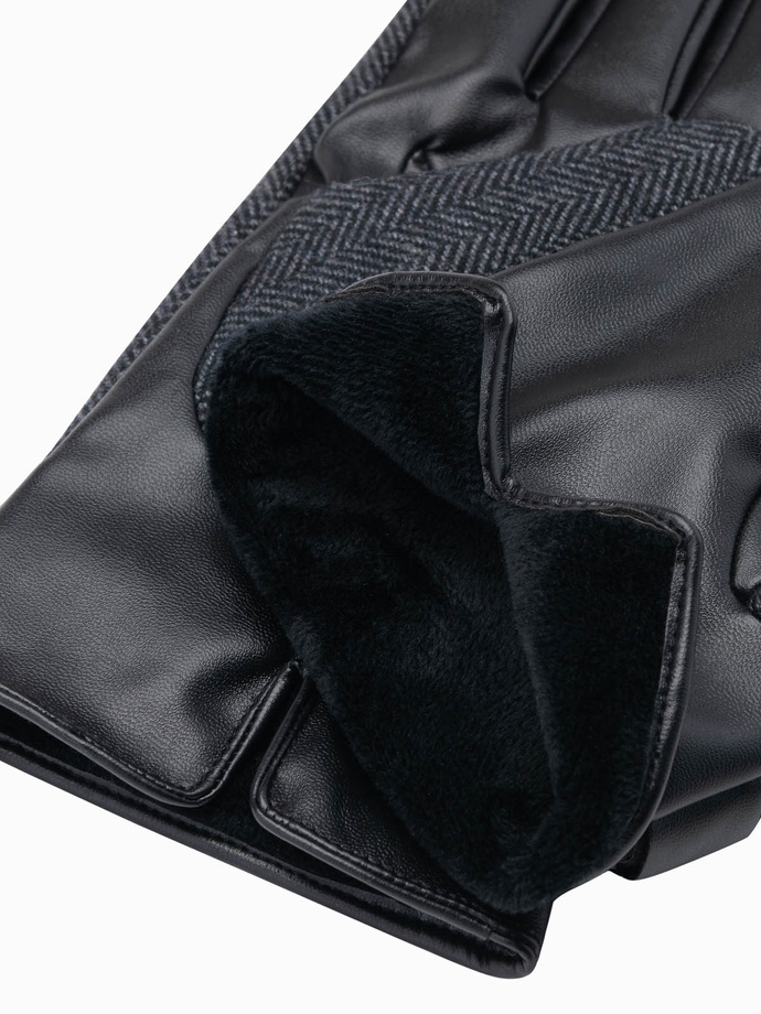 Pánske elegantné rukavice zo zmesi vlny - grafitový melír V2 OM-ACGL-0111