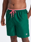 Men's two-tone ribbed swim shorts - dark green V3 OM-SRBS-0141