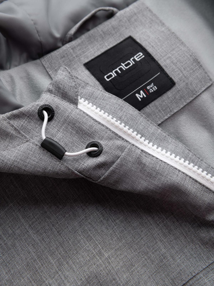 Men's lightweight sports jacket with fleece lining - gray V3 OM-JANP-0136