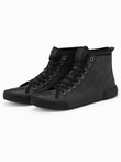 Men's high-top sneakers with decorative upper - graphite V4 OM-FOTH-0158