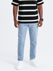 Pánské džínové kalhoty CARROT FIT s jemným odřením - světle modré V2 OM-PADP-0162