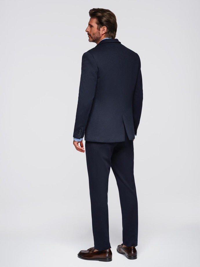 Men's knitted jacket with a fitted cut - navy blue V3 OM-BLZB-0100
