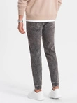 Men's marbled denim JOGGERS pants - gray V3 OM-PADJ-0133