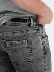 Pantaloni bărbătești slim fit din denim cu cusături la genunchi - gri V3 OM-PADP-0109