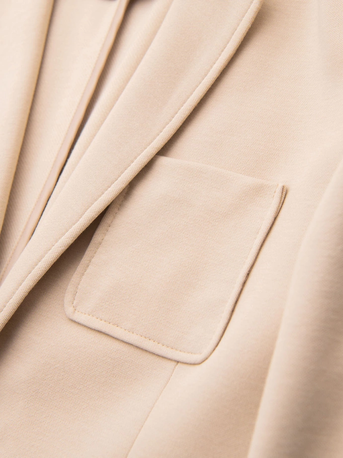 Pánska bunda SLIM z jemne štruktúrovaného úpletu - béžová V5 OM-BLZB-0101