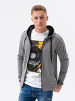 Men's zip-up sweatshirt - grey melange B1076