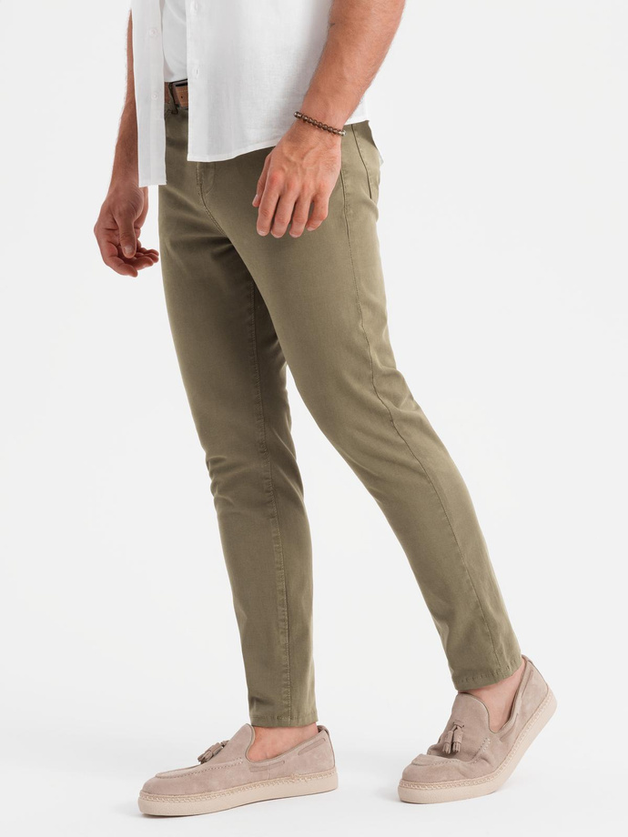 Pantaloni chino croiți pentru bărbați - olive V3 OM-PACP-0151