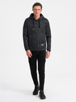 Men's non-stretch kangaroo hooded sweatshirt - graphite melange V2 B1675