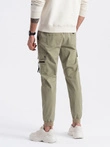 Pánské kalhoty JOGGER s cargo kapsami na zip - khaki V1 OM-PAJO-0125
