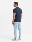 Men's casual t-shirt with pocket patch - navy blue V10 OM-TSCT-0109
