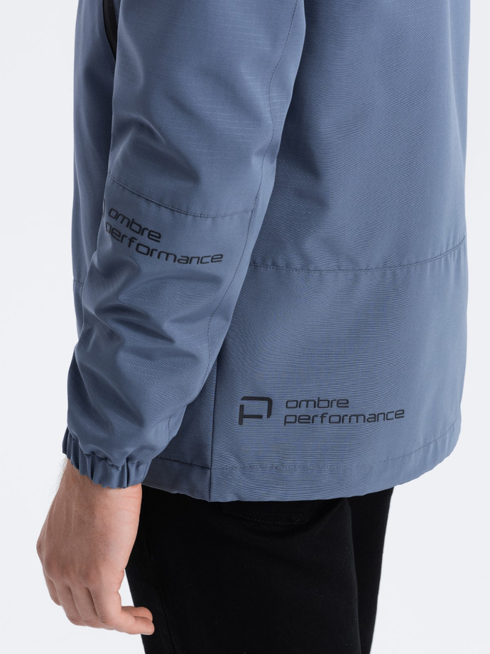 Men's transitional jacket with hood - blue V3 OM-JANP-22FW-005