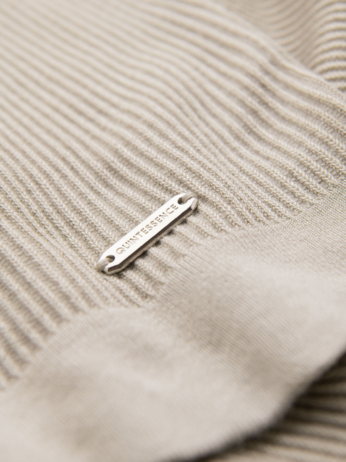 Men's knitted t-shirt with buttons at the neckline - light grey V3 OM-TSCT-0254