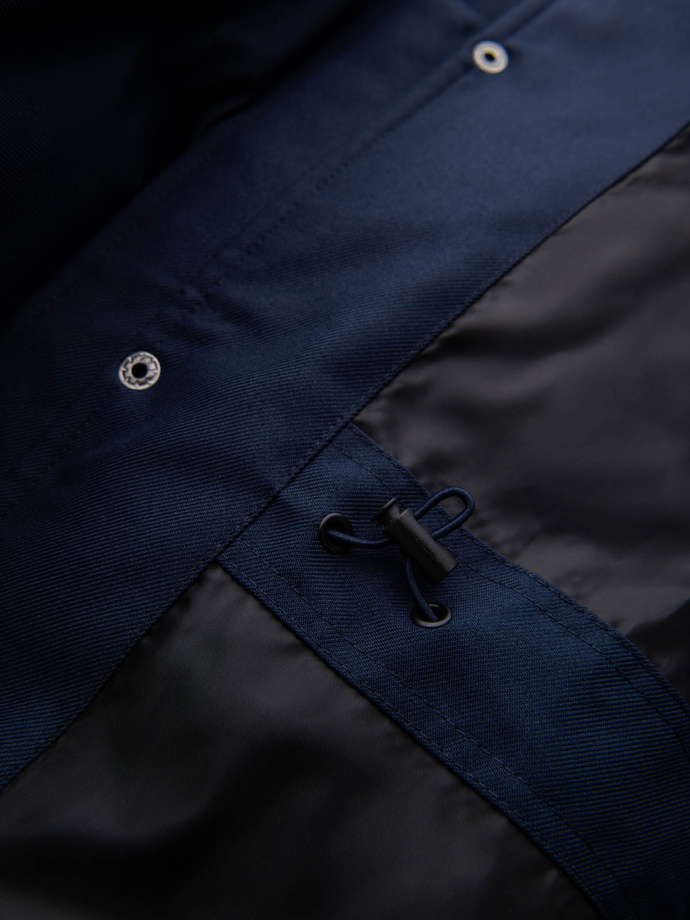 Jachetă cu glugă parka lungă și caldă pentru bărbați - albastru marin V1 OM-JALJ-0182