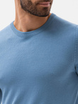 Classic men's sweater with round neckline - light blue V10 OM-SWBS-0106