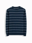 Pánský ležérní svetr s vodorovnými pruhy - tmavě modrý V1 OM-SWSW-0143