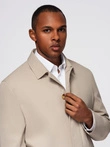 Men's minimalist coat with detachable vest - beige V1 OM-COLC-0139