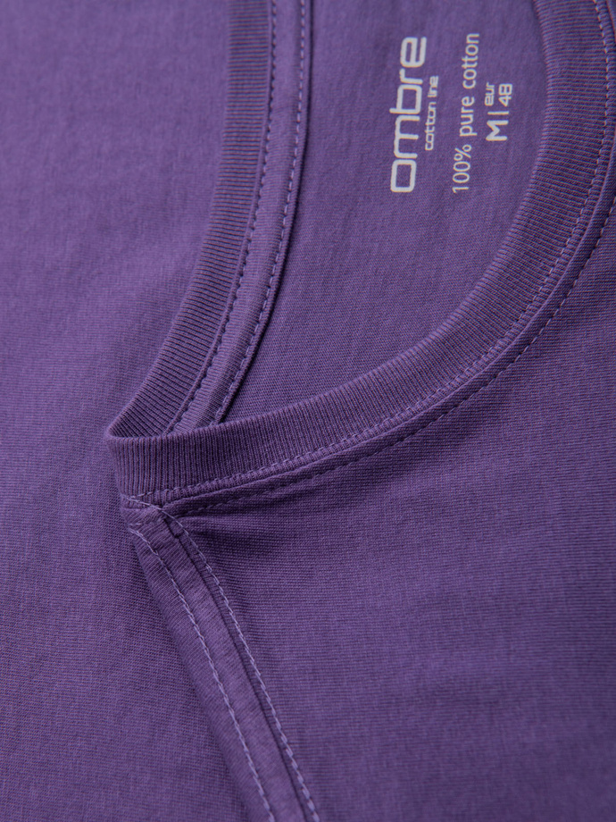 Tricou clasic BASIC din bumbac pentru bărbați - violet V13 OM-TSBS-0146
