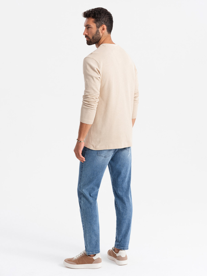 Pánske džínsové nohavice CARROT FIT s jemným odieraním - modré V1 OM-PADP-0162