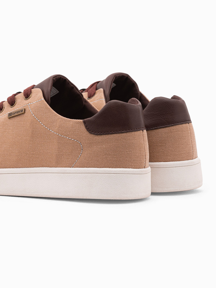 Pantofi de sport din material combinat pentru bărbați - maro V1 OM-FOCS-0108