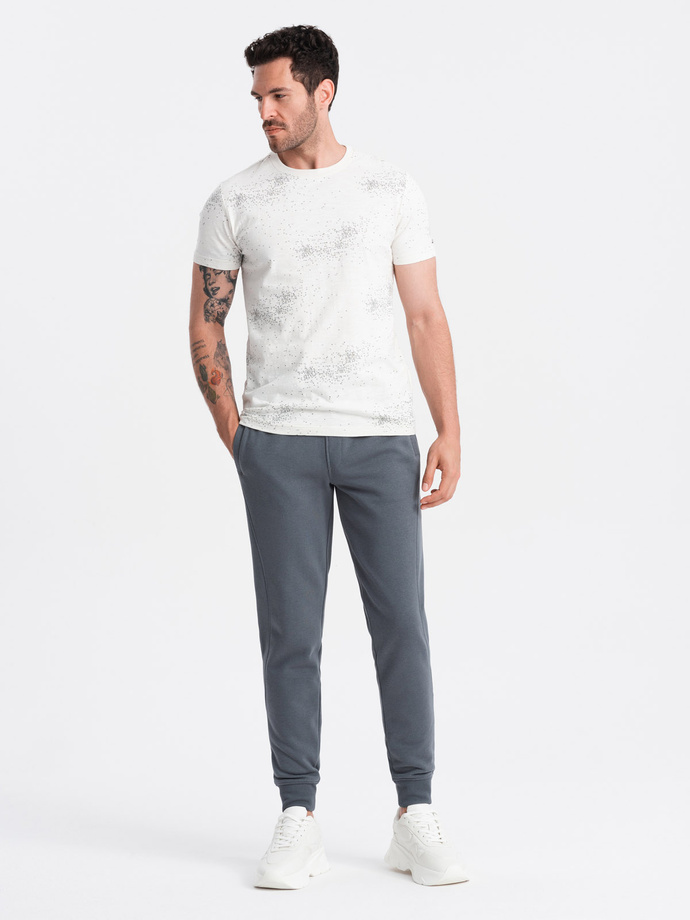 Pantaloni de trening din bumbac pentru bărbați BASIC - grafit V11 OM-PABS-0174
