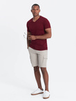 BASIC men's classic cotton T-shirt with a crew neckline - maroon V9 OM-TSBS-0145