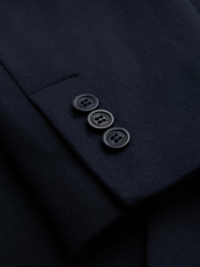 Pánska pletená bunda na mieru - tmavomodrá V3 OM-BLZB-0100