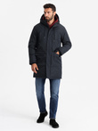 Classic long men's parka jacket - black V6 OM-JALJ-0166