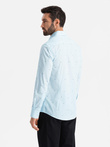 Klasická pánská bavlněná košile SLIM FIT ze síťoviny - modrá V4 OM-SHCS-0156