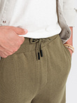 Pantaloni scurți din bumbac BASIC pentru bărbați - olive V2 OM-SRBS-0149