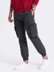 Men's JOGGER pants with stand-off and zippered cargo pockets - graphite V6 OM-PAJO-0135