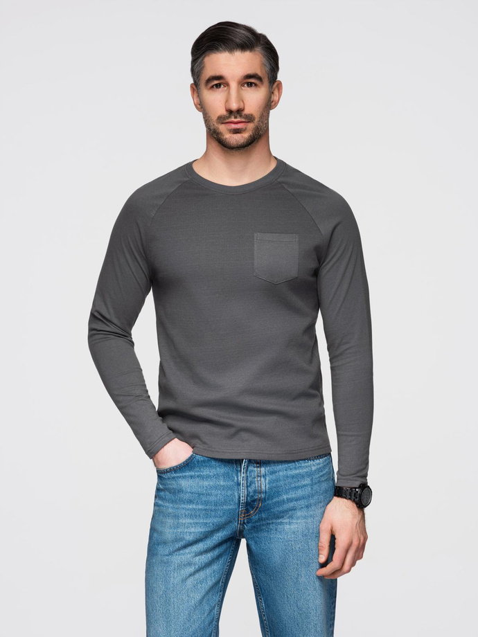 Men's longsleeve with "waffle" texture - graphite V5 OM-LSCL-0109