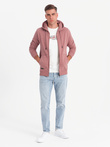 BASIC men's unbuttoned cotton sweatshirt - dark pink V4 OM-SSBZ-0160
