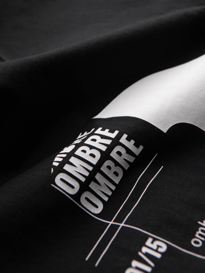 Vyriški medvilniniai marškinėliai su spauda - juodi V3 OM-TSPT-0166