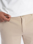 Pánske štruktúrované pletené šortky SLIM FIT - pieskové V3 OM-SRCS-0126