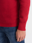 Men's knitted sweater with spread collar - red V8 OM-SWZS-0105