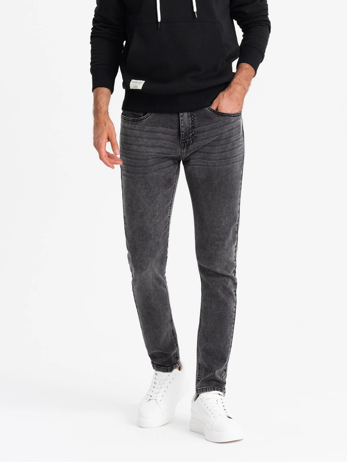 Pantaloni bărbați SLIM FIT din denim cu elastan - grafit V3 OM-PADP-0214