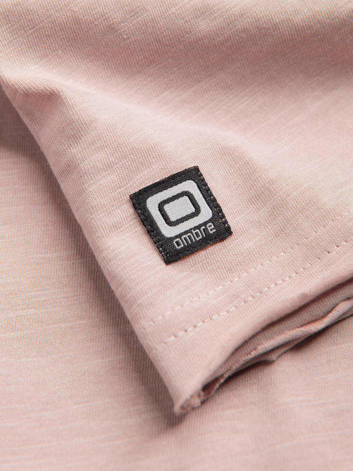 Men's t-shirt with raw finish - pink V5 OM-TSCT-22SS-004